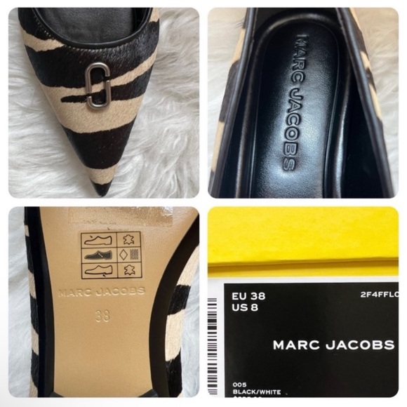 New! MARC JACOBS Ali Pointed-Toe Zebra Ponyhair Ballerina Flats - Picture 10 of 10